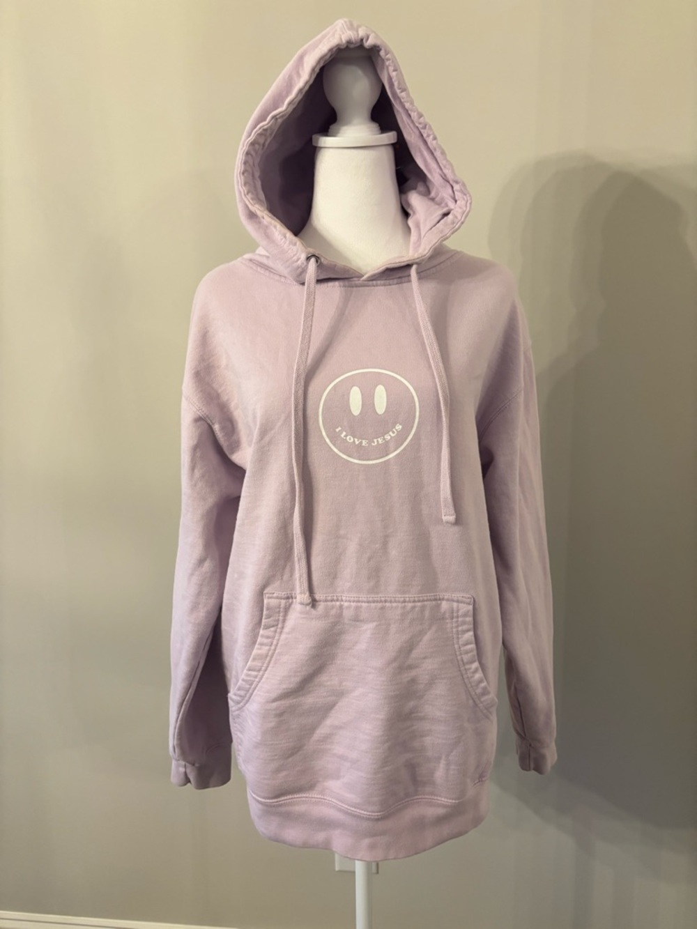 Lavender Graphic Hooded Sweatshirt with Smiley Logo